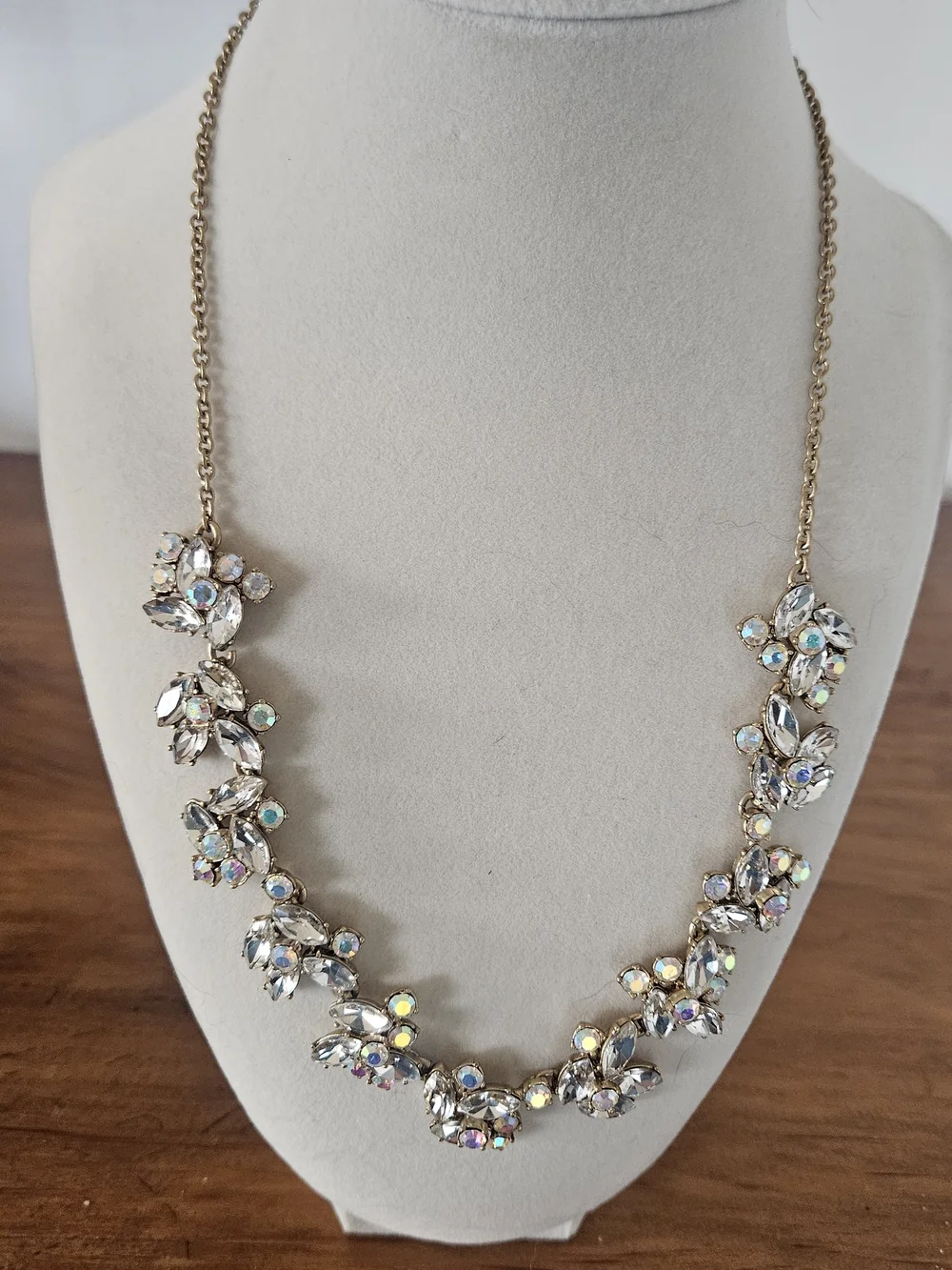 J. Crew Gold-Tone Crystal Floral Statement Necklace with Aurora Stones
